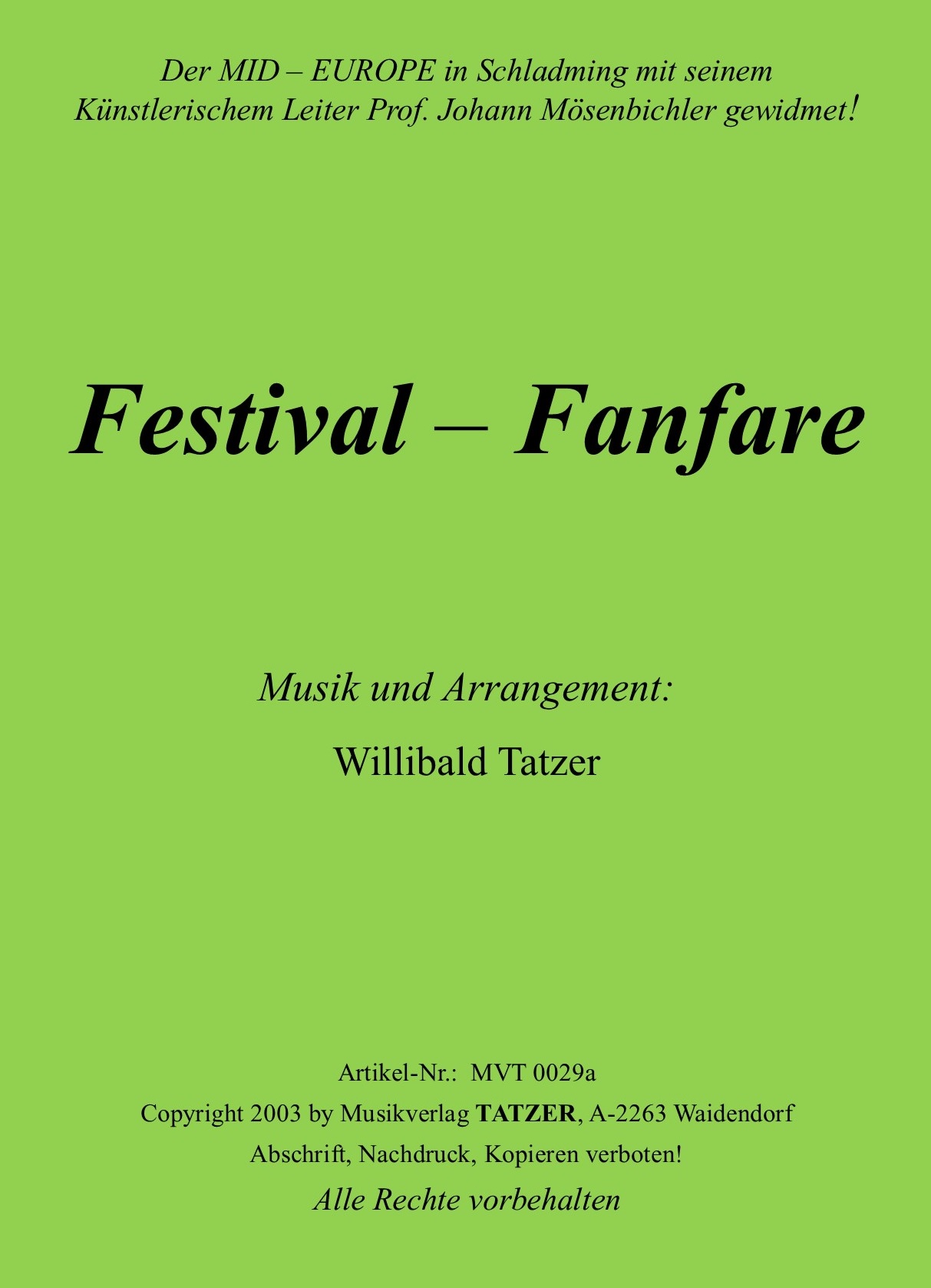 Festival Fanfare (B-C), Willibald Tatzer